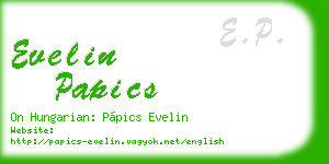evelin papics business card