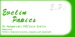 evelin papics business card